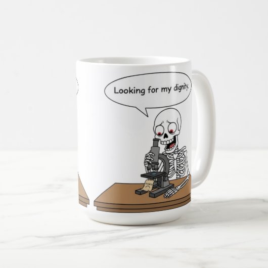 Mug Squelette Drôle à la Recherche de Dignité (Devant droit)