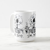 Mug Squelette drôle avec le message 'Je vais bien' (Devant gauche)