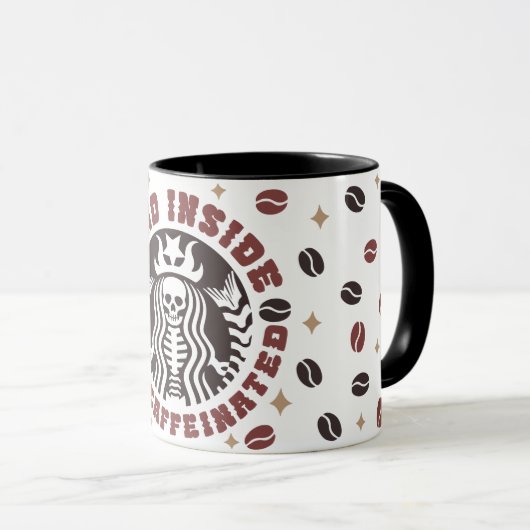 Mug Squelette Intérieur Mais Caffiné (Devant droit)