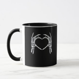 Mug Squelette Mains Coeur Signer Retro Costume Hallowe