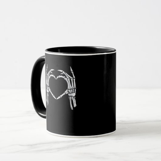 Mug Squelette Mains Coeur Signer Retro Costume Hallowe (Devant gauche)