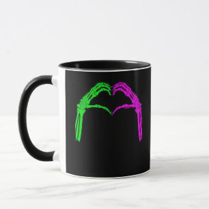 Mug Squelette Mains Coeur Signer Retro Costume Hallowe