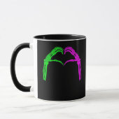 Mug Squelette Mains Coeur Signer Retro Costume Hallowe (Gauche)