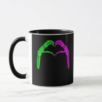 Mug Squelette Mains Coeur Signer Retro Costume Hallowe