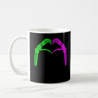 Mug Squelette Mains Coeur Signer Retro Costume Hallowe