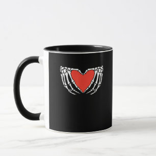 Mug Squelette Mains Formant Coeur - Déplaisant Hallo g