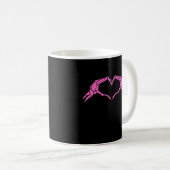 Mug Squelette Mains Panneau Coeur Retro Halloween (Devant droit)