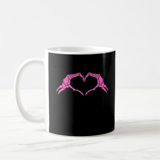 Mug Squelette Mains Panneau Coeur Retro Halloween (Gauche)