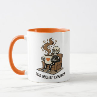 Mug Squelette mort à l'intérieur mais caféiné humour c