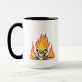 Mug Squelette rétro mort brûlant crâne en feu (Gauche)