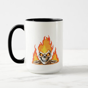 Mug Squelette rétro mort brûlant crâne en feu