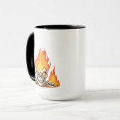Mug Squelette rétro mort brûlant crâne en feu (Devant gauche)