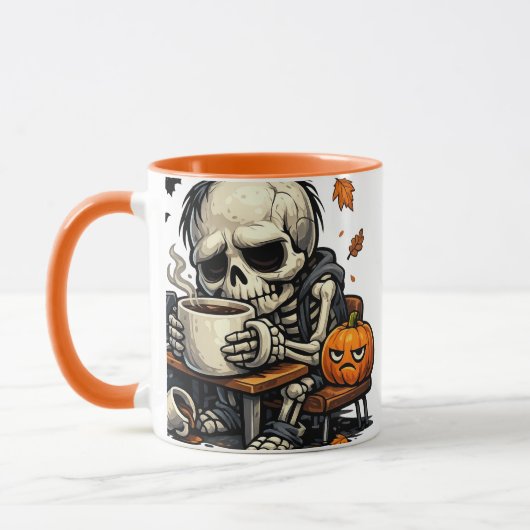 Mug Squelette sirote la boisson d'automne (Gauche)