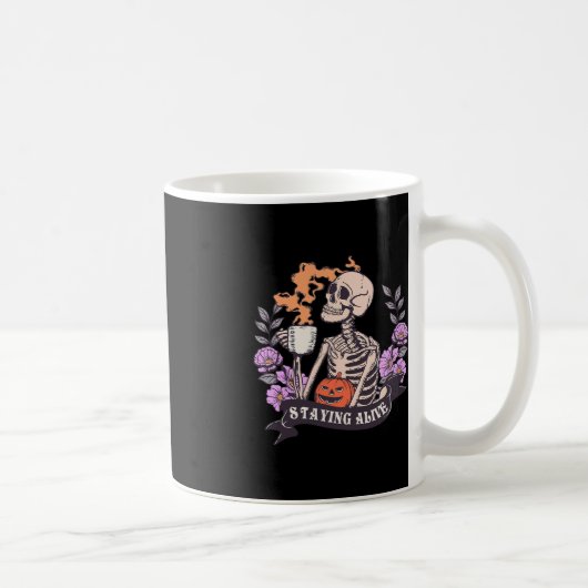 Mug Squelette Super Rétro Restant Vivant Café Hallowe (Droite)