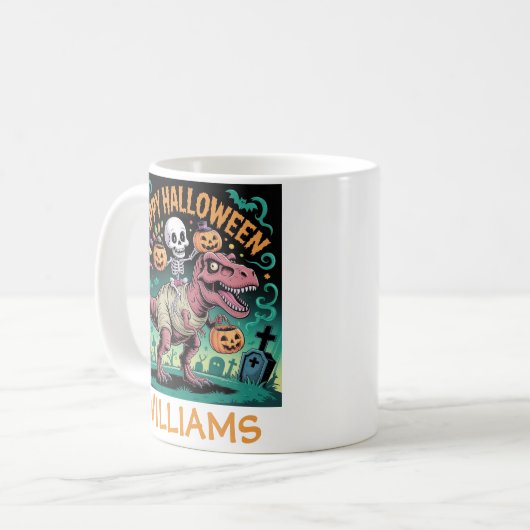 Mug Squelette sur Mummy T-Rex - Éffrayant Dino Rider (Devant gauche)