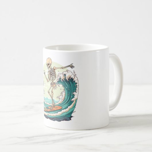 Mug Squelette surfer sur les vagues (Devant droit)