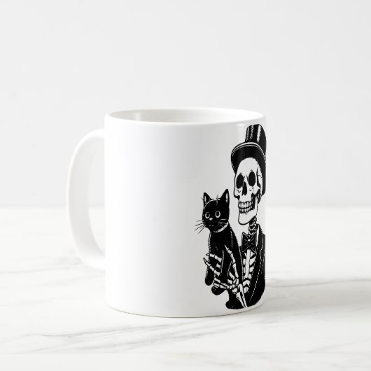 Mug Squelette tenant un chat (Devant gauche)