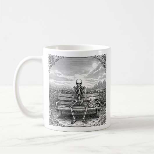 Mug Squelette triste avec gâteau d'anniversaire Cadeau (Gauche)