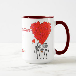 Mug Squelettes gothiques amusants & coeur d'amour Vale
