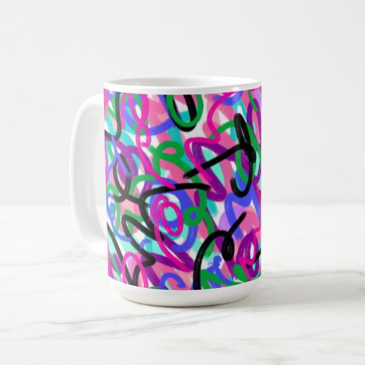 Mug Squiggles colorés Art Abstrait (Devant gauche)