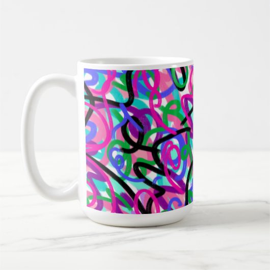 Mug Squiggles colorés Art Abstrait (Gauche)