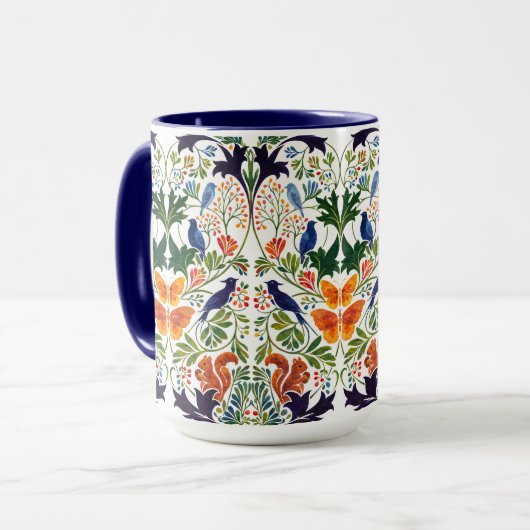 Mug Squirrels Birds & Butterflies Pattern (Devant gauche)