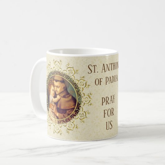 Mug St Anthony de bébé Jésus de Padoue religieux (Devant gauche)