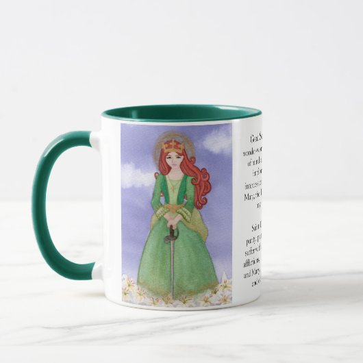 Mug St. Dymphna Aquarelle Prière Thé Café (Gauche)