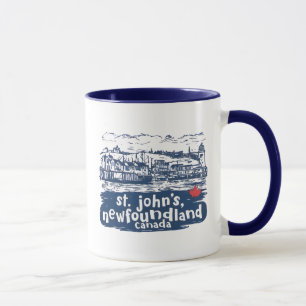 Mug St John's Terre-Neuve Canada Skyline minimaliste
