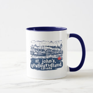 Mug St John's Terre-Neuve Canada Skyline minimaliste