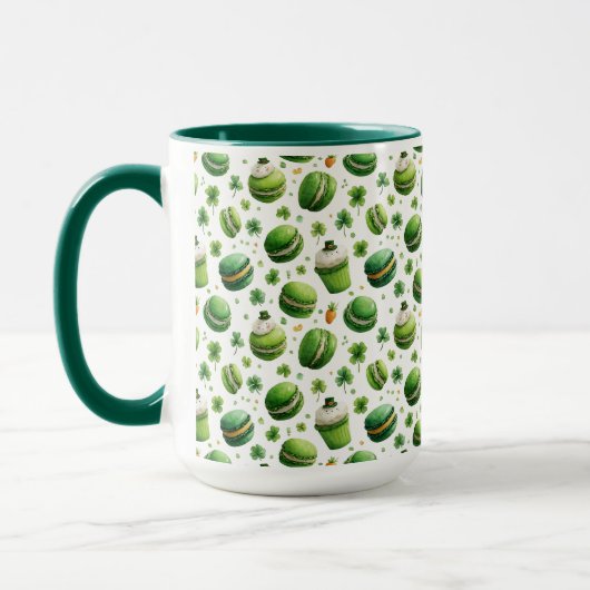 Mug St. Patrick’s Day Watercolor Macaron & Shamrock (Gauche)