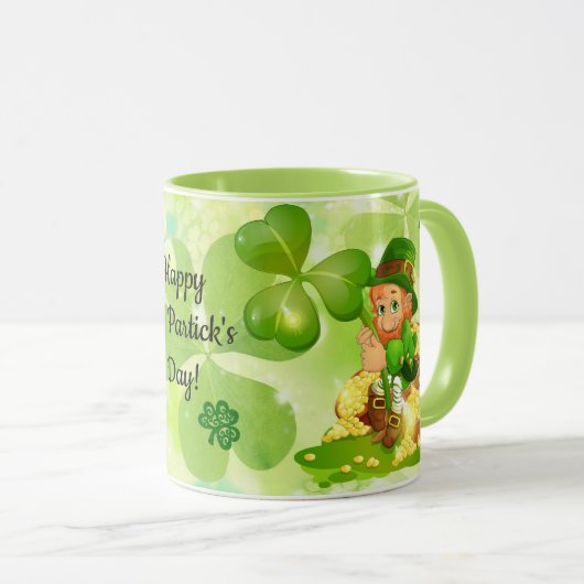 Mug St. Patrick's Day Ajouter le nom Leprechaun Coffee (Devant droit)