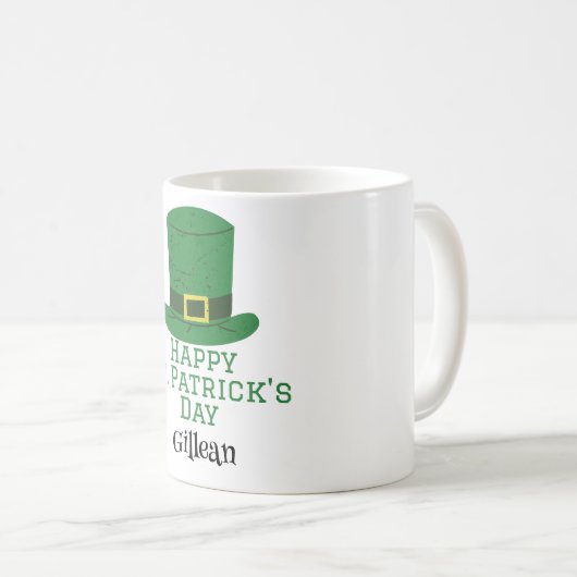 Mug St. Patrick's Day casquette vert irlandais Shamroc (Devant droit)