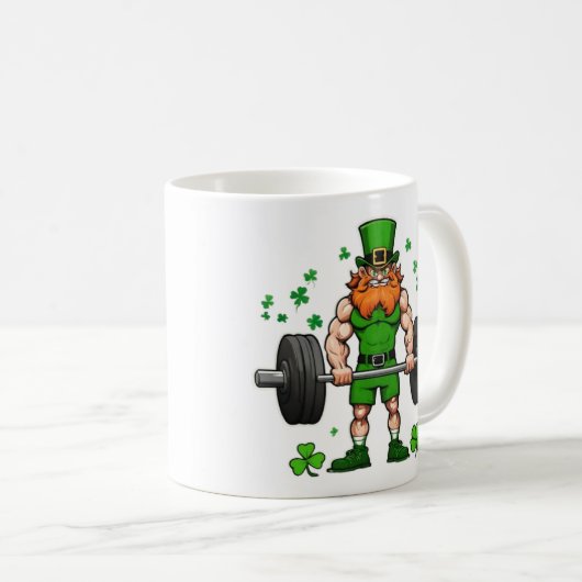 Mug St. Patrick's Day Drôle Leprechaun Barbell Gym (Devant droit)