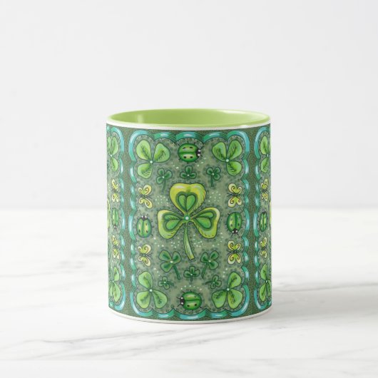 MUG ST. PATRICK'S DAY FOLK ART SHAMROCKS N'LADYBUGS (Centre)