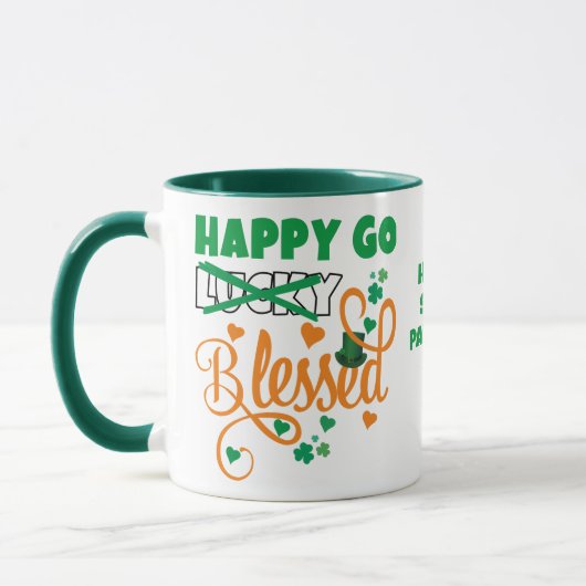 Mug St Patrick's Day HEUREUX GO Lucky BLESSED Christia (Gauche)
