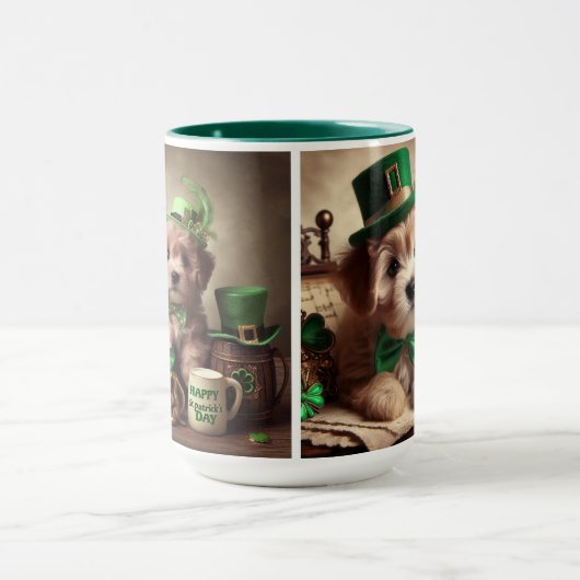 Mug St Patrick's Day mignonne Irlandais Teddy Bear Chi (Centre)