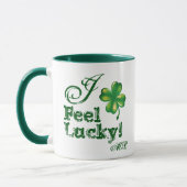 Mug St. Patrick's Day Monogram I Feel Lucky, Shamrock (Gauche)