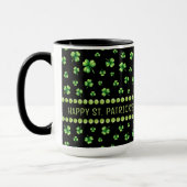 Mug St. Patrick's Day Trèfle aquarelle sur fond noir (Gauche)