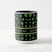 Mug St. Patrick's Day Trèfle aquarelle sur fond noir (Centre)