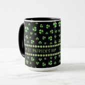 Mug St. Patrick's Day Trèfle aquarelle sur fond noir (Devant gauche)