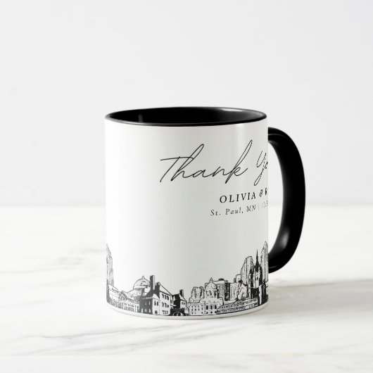 Mug St. Paul Croquis Simple Mariage Personnalisé Café (Devant droit)