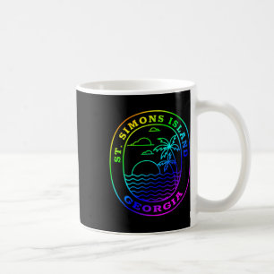 Mug St. Simons Island Georgia Rainbow Palm Tree Beach