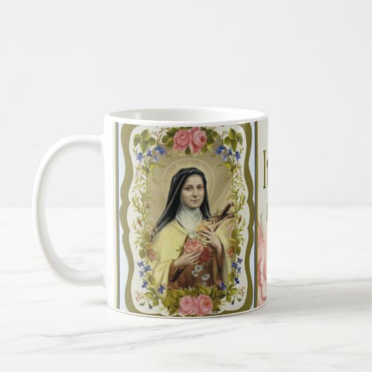 Mug St Therese le petit crucifix de roses de fleur (Gauche)