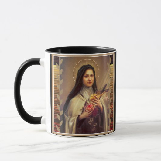 Mug St Therese les petits roses de rose de fleur (Gauche)