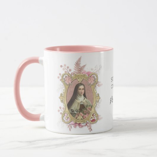 Mug St Therese Religieux Carmélite Rose Floral (Gauche)