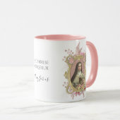 Mug St Therese Religieux Carmélite Rose Floral (Devant droit)