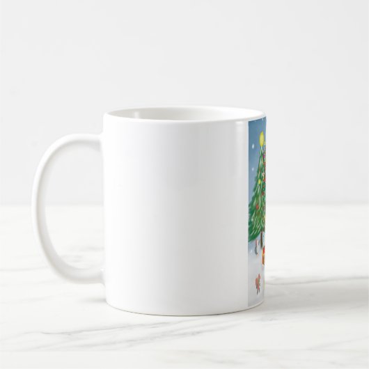 Mug Staffordshire Bull Terrier Dog dans la neige Noël (Gauche)