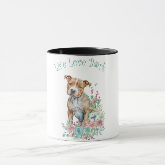 Mug Staffordshire Terrier Chien Maman Florale (Centre)