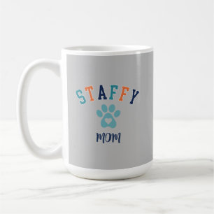 Mug Staffy Mom Pawprint Heart Custom Text Retro